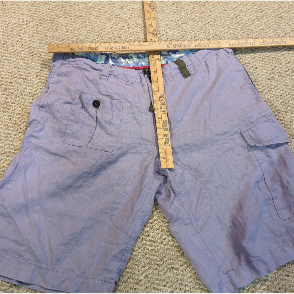 Ganesh Linen Shorts Mens 38 Purple Pockets Utility Summer Beach Resort - Picture 3 of 7
